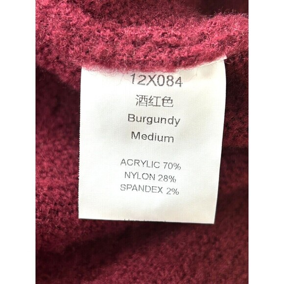 Womens Sweater Burgundy Knit Acrylic Long Raglan Sleeve Turtleneck Pullover Sz M - Picture 11 of 12